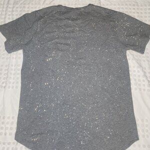 Pacsun Mens scallop fit grey/bleach splatter SS, Mens L, Heavy Cotton,